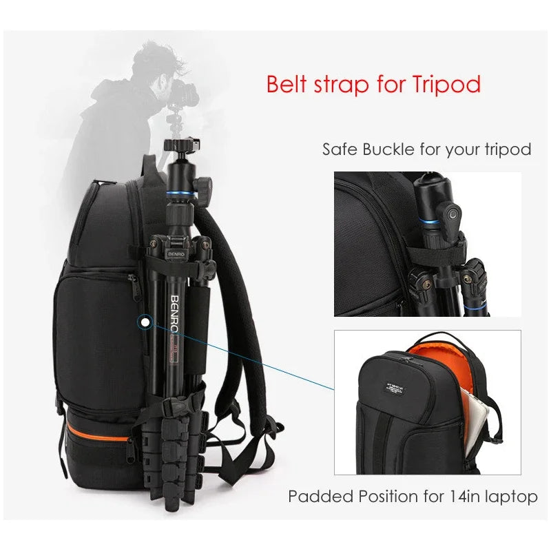 Professional Waterproof DSLR Camera Backpack with Tripod Straps & Rain Cover – Darius