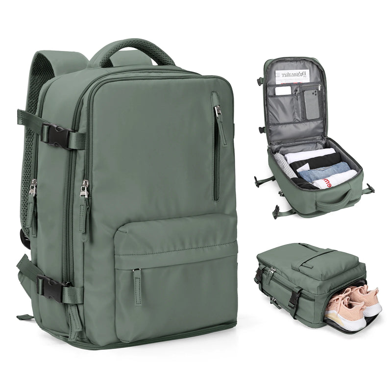Cabin-Size Travel Backpack with Shoe and Wet Bag Compartments