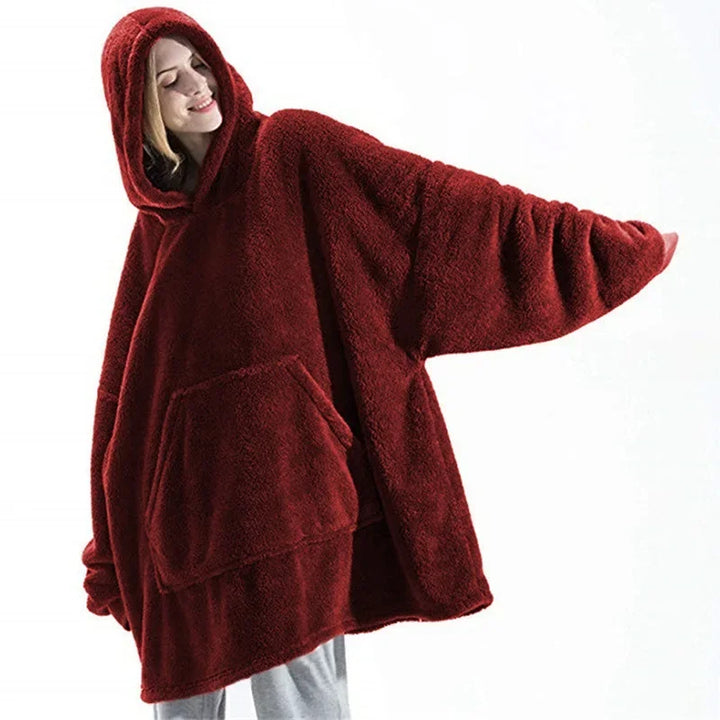 Oversized flannel blanket hoodie for men & women – FleeceHaven