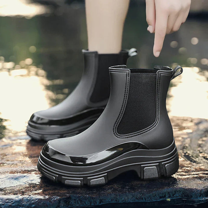 Women's Chelsea Rain Boots with Chunky Platform Sole – Elara