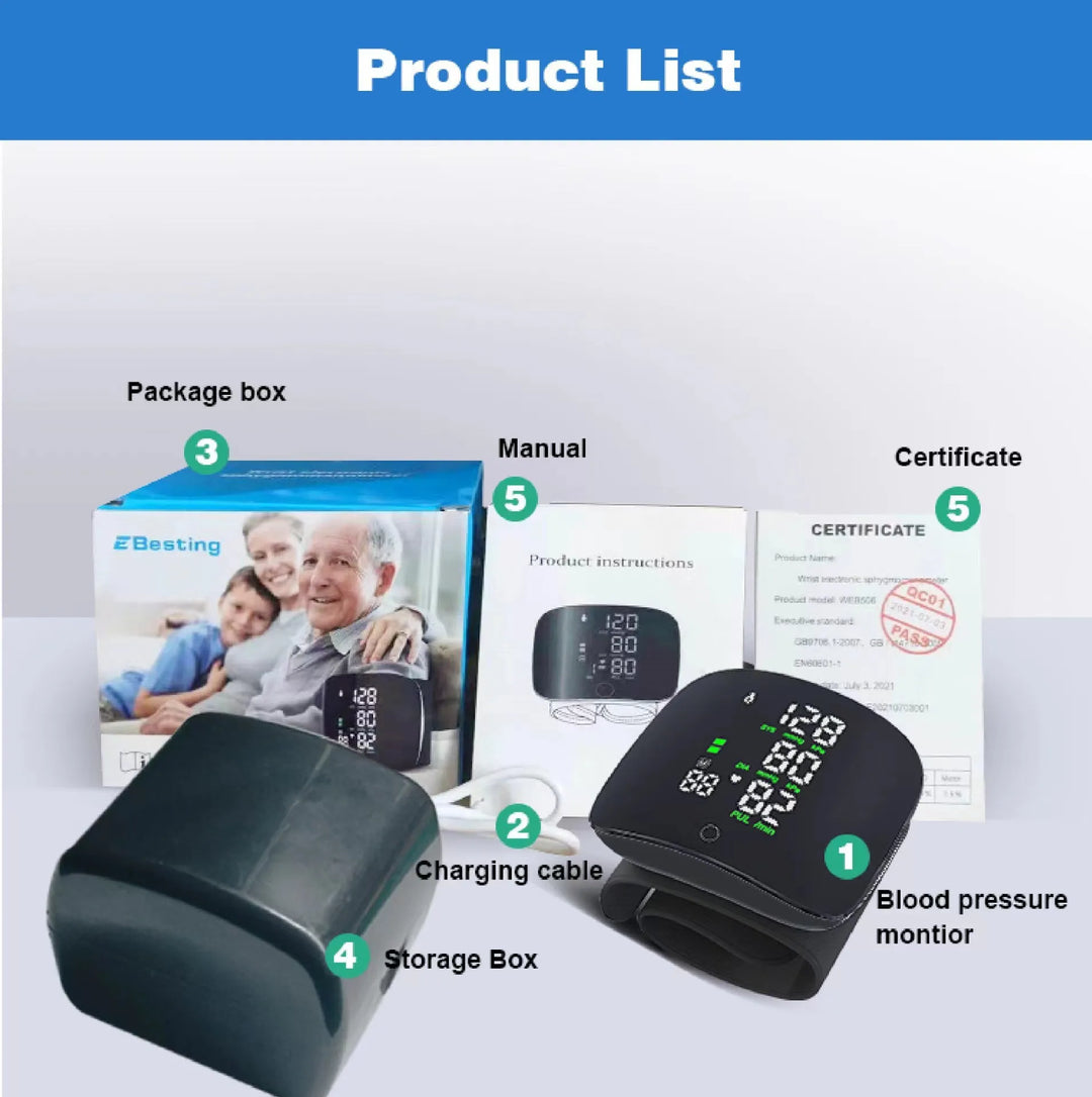 Digital Wrist Blood Pressure Monitor with LCD Display – PulseTrack