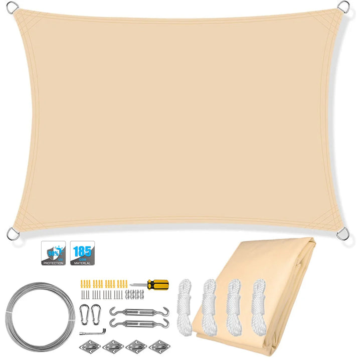 Waterproof Rectangular Sun Shade Sail with UV Protection & Mounting Kits – ShadeGuard