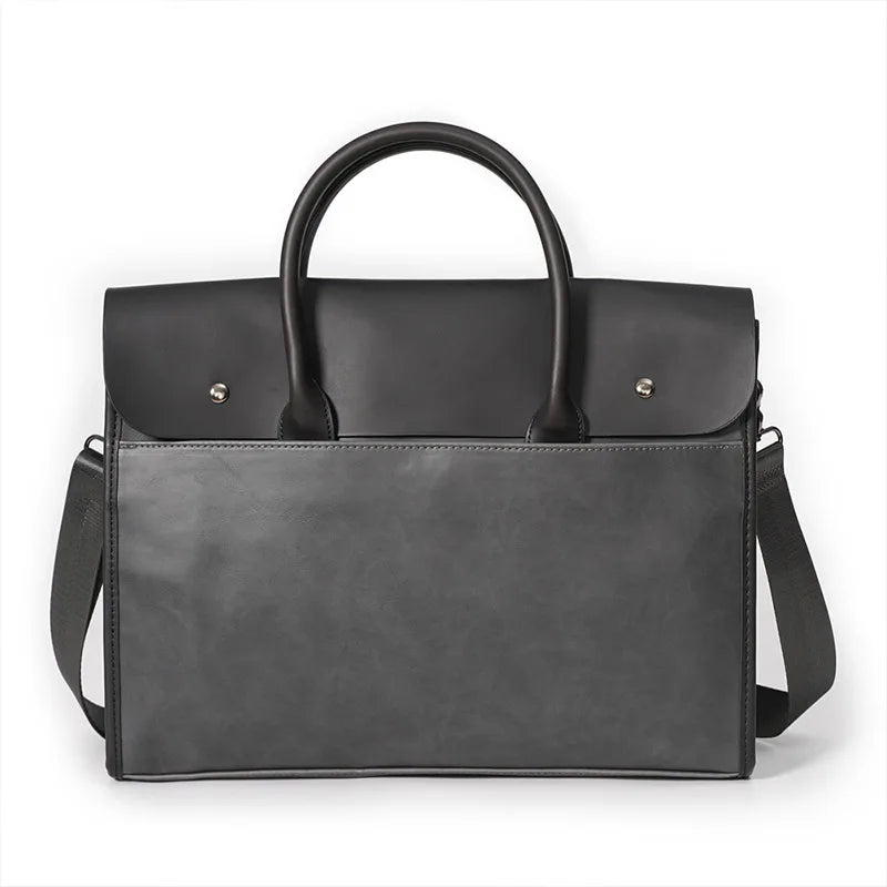Men’s Retro PU Leather Briefcase with Shoulder Strap
