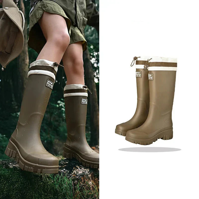 Ladies' waterproof retro look rain boots with anti-slip sole – Arlena