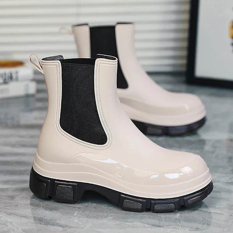 Women's Chelsea Rain Boots with Chunky Platform Sole – Elara