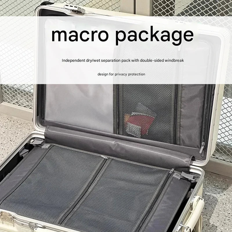 Wide-Handle Aluminium Frame PC Luggage – Lightweight & Durable Travel Case