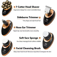 7D Floating Electric Shaver with 5-in-1 Grooming Kit & Waterproof Design – FlexEdge