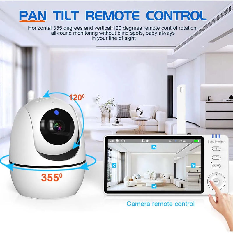 5-Inch HD Video Baby Monitor with Camera, PTZ Zoom and Night Vision