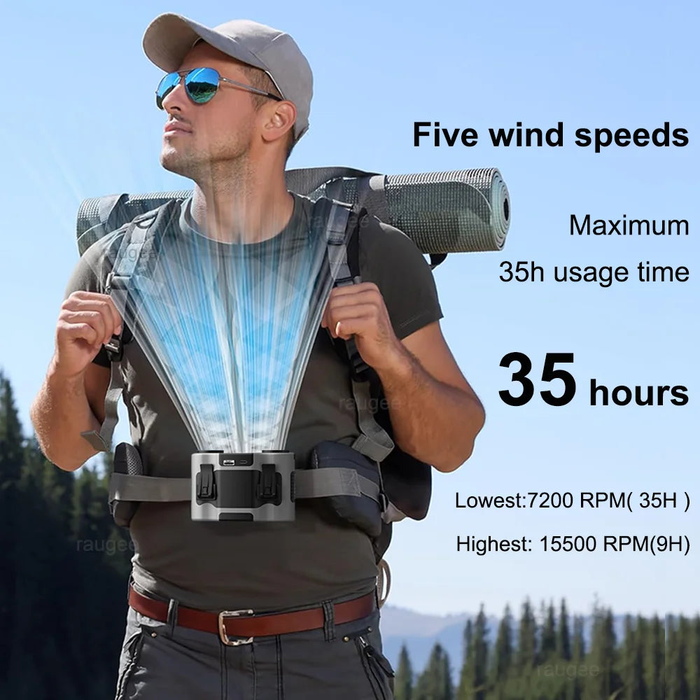 Portable Waist Clip Fan with Dual Air Outlets & 20,000mAh Battery – BreezeMate