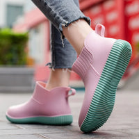 Ladies' waterproof rain ankle boots with knitted shaft & non-slip sole – Liora