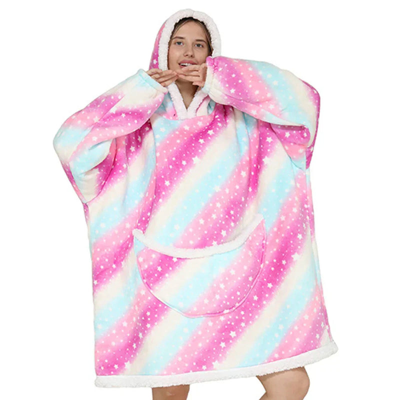 Oversized fleece blanket with hood & pockets – SnugJoy