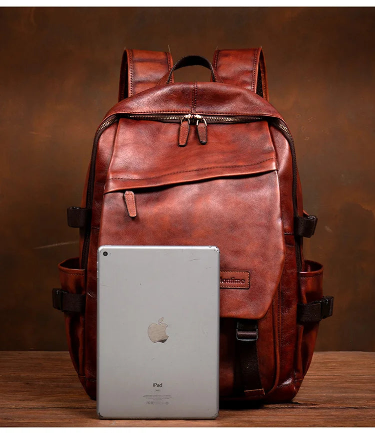 Handmade Vegetable-Tanned Leather Laptop Backpack