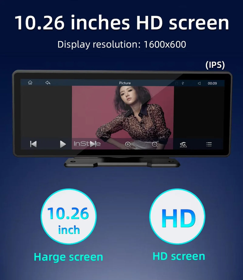 Universal 10.26-Inch (26.06cm) Car Multimedia Player with Wireless CarPlay and Android Auto