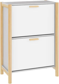 Slim Entryway Shoe Cabinet with Doors 57.5 × 33 × 80 cm – TidyStep
