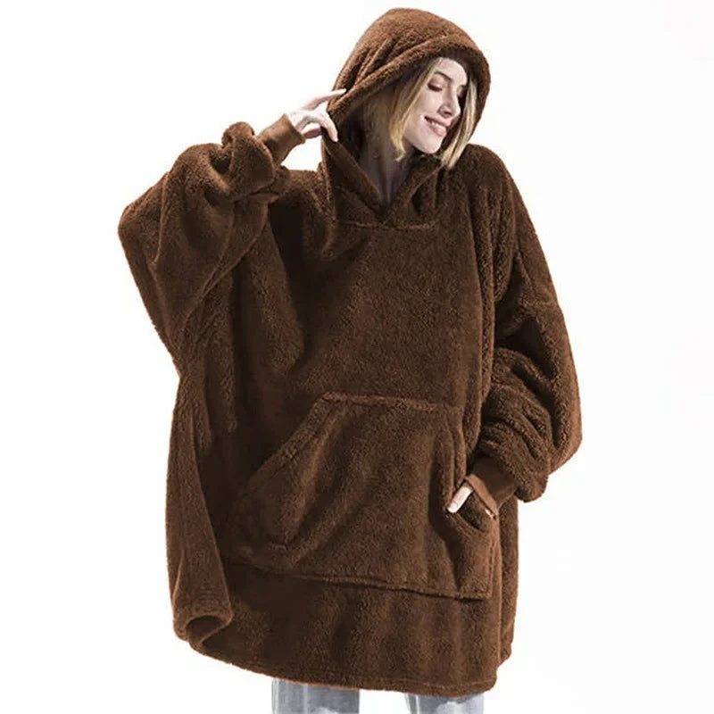 Oversized flannel blanket hoodie for men & women – FleeceHaven