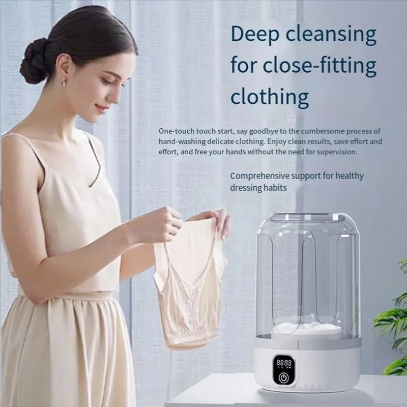 Portable Mini Washing Machine with LED Display for Travel and Small Garments