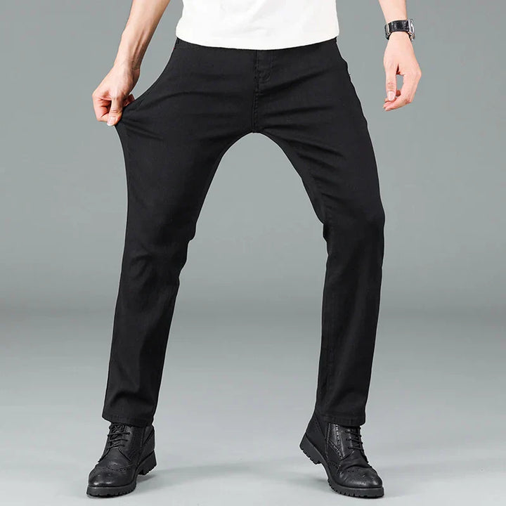 Men's Straight Fit Jeans in Black with Stretch – Milan