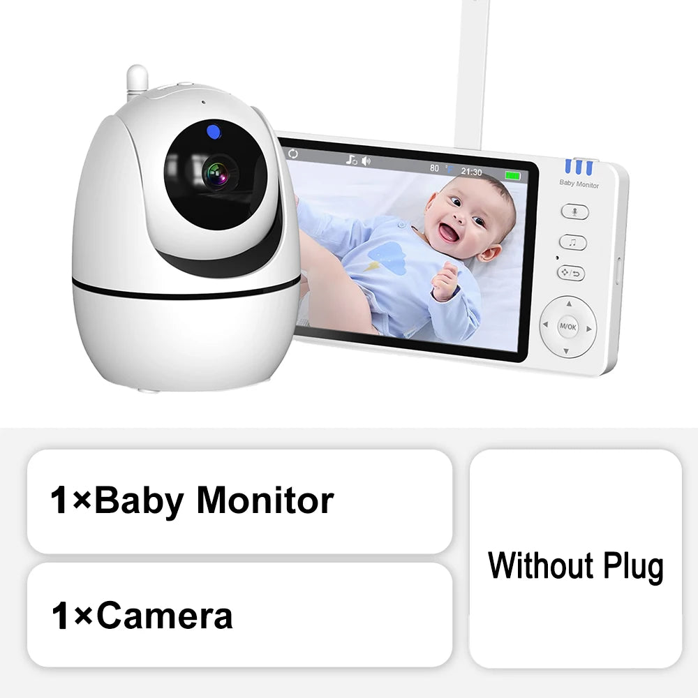 5-Inch HD Video Baby Monitor with Camera, PTZ Zoom and Night Vision