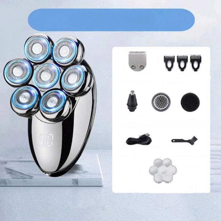 7D Floating Electric Shaver with 5-in-1 Grooming Kit & Waterproof Design – FlexEdge