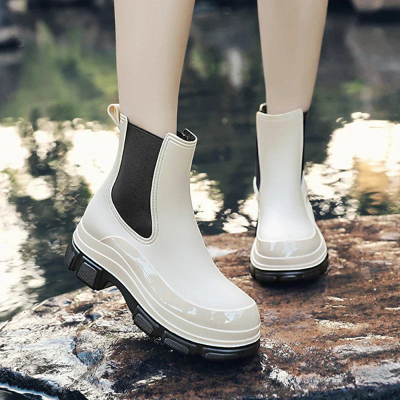 Women's Chelsea Rain Boots with Chunky Platform Sole – Elara