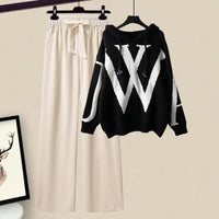 Ladies' Two-Piece Autumn Set with Knitted Sweater and Wide Trousers – Selina