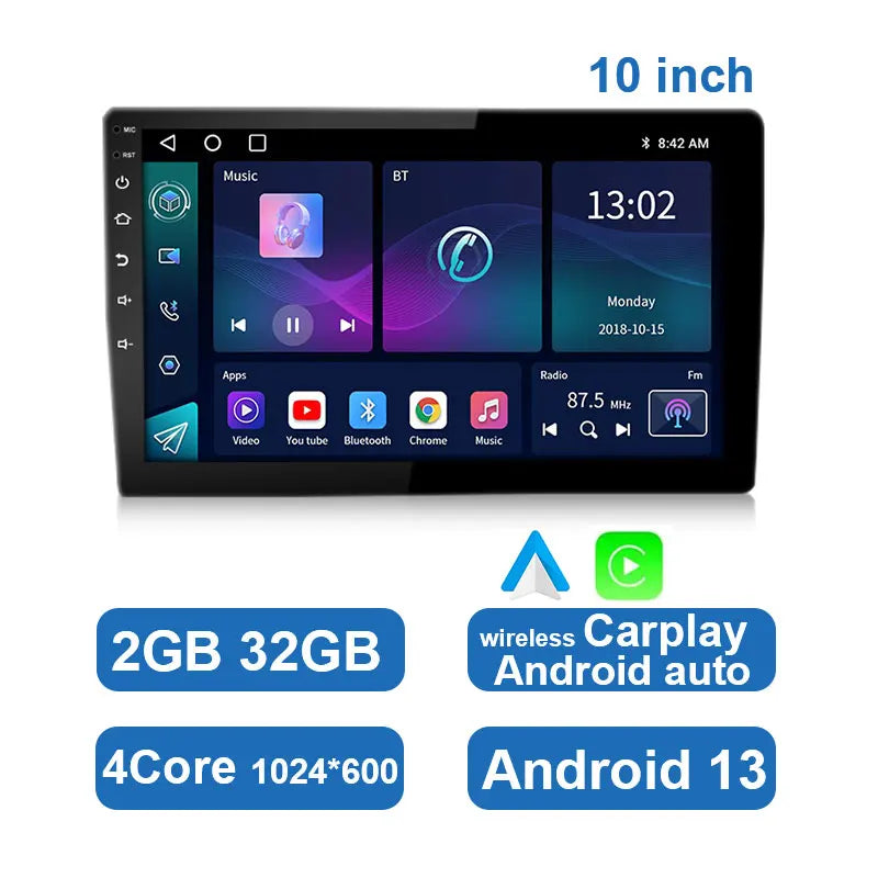 Universal Android Car Stereo with Touchscreen, GPS and Wireless CarPlay