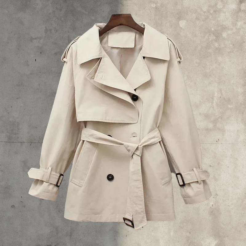 Women’s double-breasted trench coat with belt – Rosemary