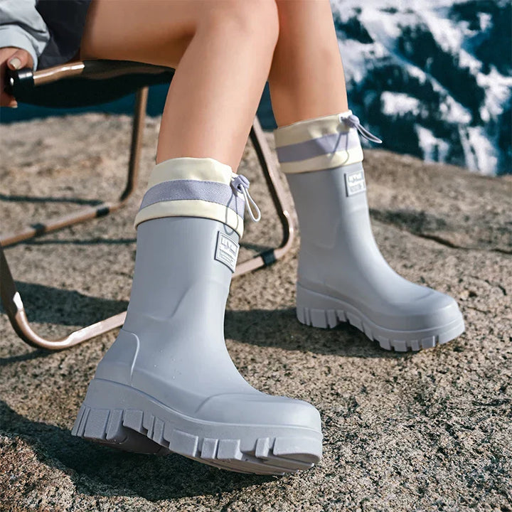 Ladies' waterproof retro look rain boots with anti-slip sole – Arlena