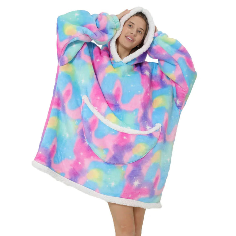 Oversized fleece blanket with hood & pockets – SnugJoy