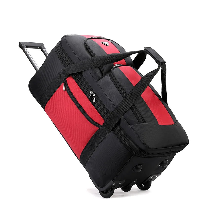 Large Oxford Cloth Trolley Travel Bag with Wheels – Foldable Design