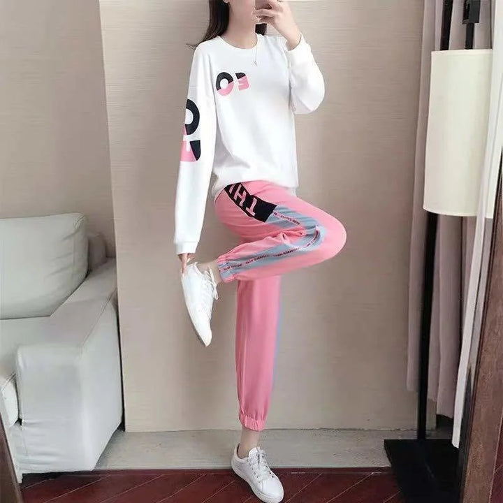 Ladies' tracksuit two-piece set with sweater and trousers – Leona
