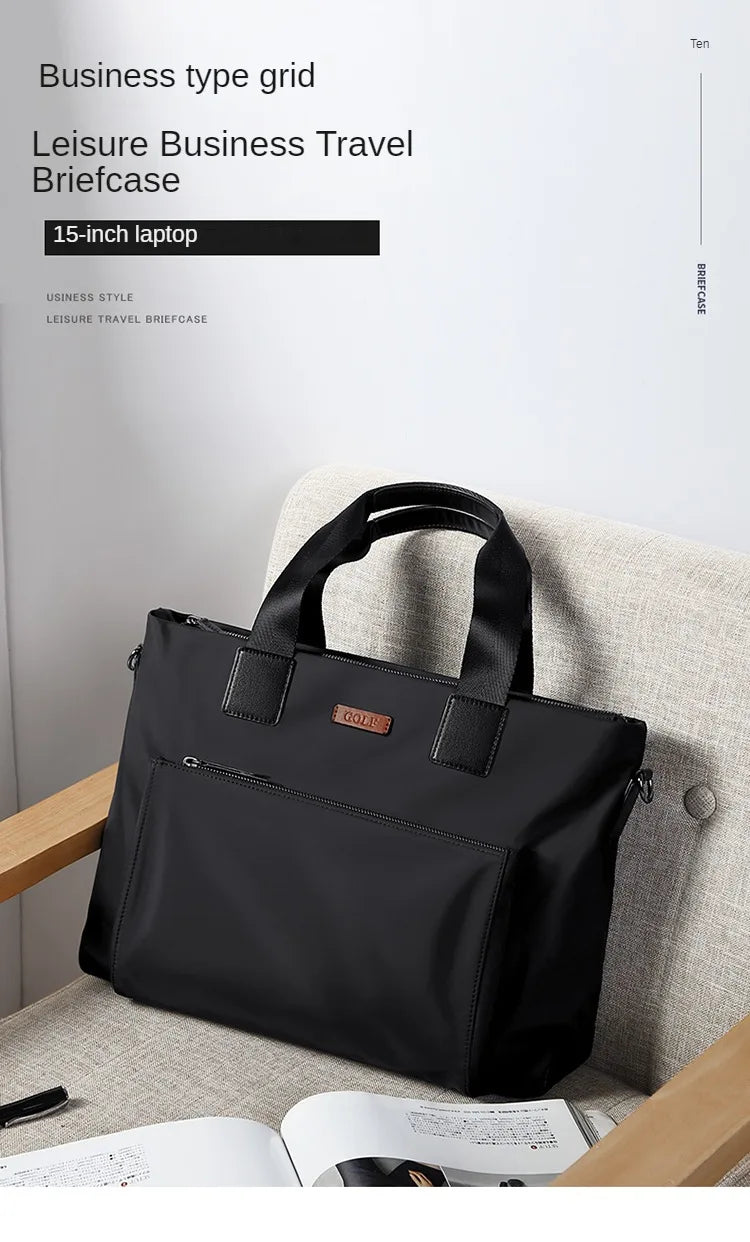 Men’s Canvas Business Laptop Briefcase with Large Capacity
