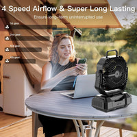 Rechargeable Camping Fan with 40000mAh Battery & LED Lantern – F22