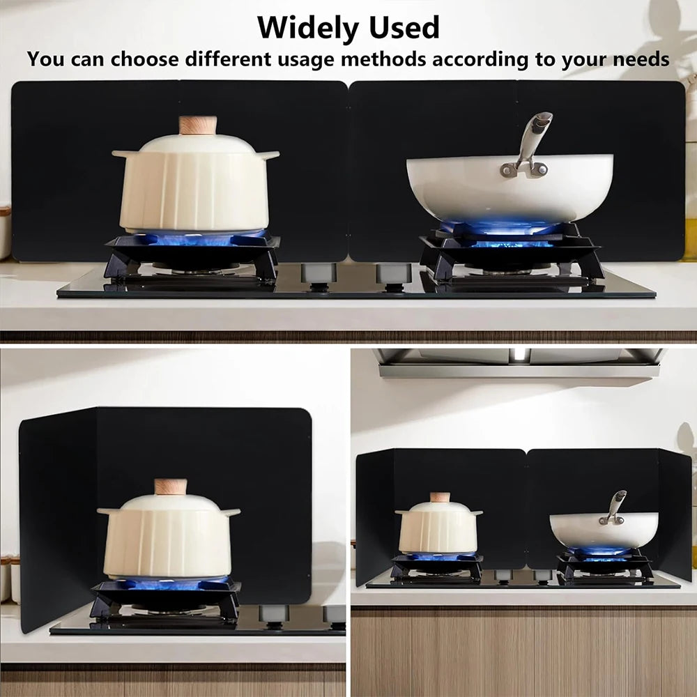 Foldable Stainless Steel Grease Splash Guard 2-Sided Oil Protector – CookShield