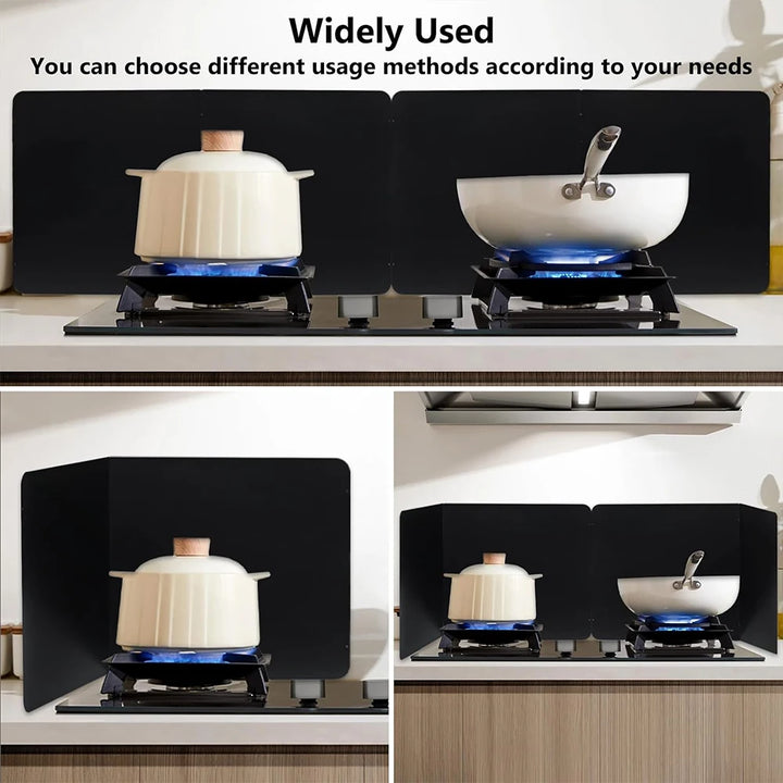 Foldable Stainless Steel Grease Splash Guard 2-Sided Oil Protector – CookShield