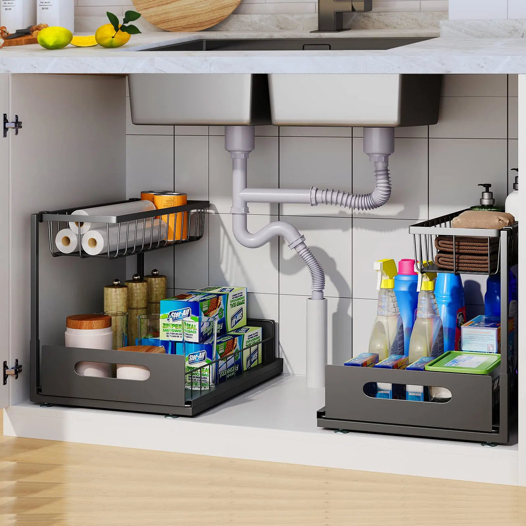 2-Tier Under Sink Sliding Cabinet Organiser – Arlo
