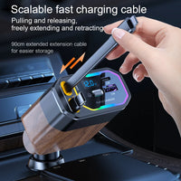 120W 4-in-1 Retractable Car Charger with USB-C & Cigarette Lighter Adapter – Vega