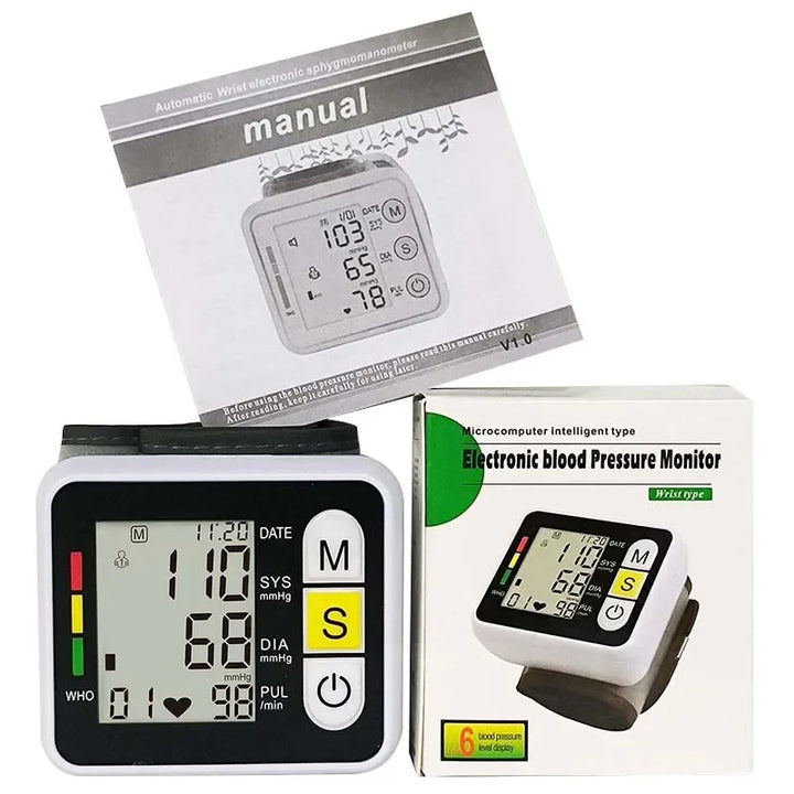 Digital Wrist Blood Pressure Monitor with LCD Display – PulseTrack