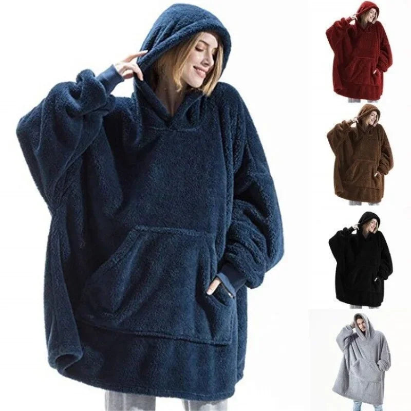 Oversized flannel blanket hoodie for men & women – FleeceHaven