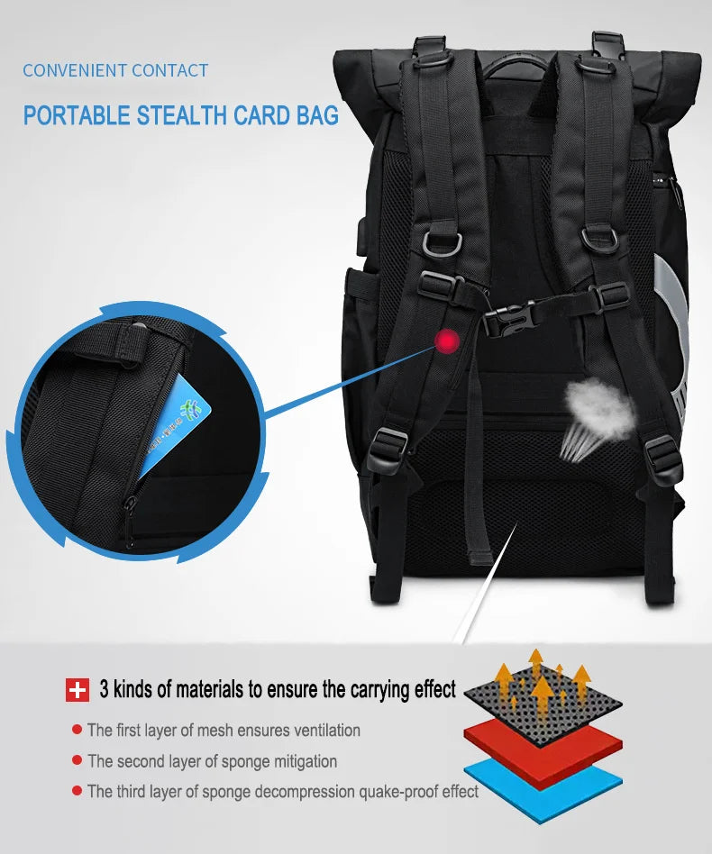 Large-Capacity Waterproof Laptop & Travel Backpack for Men