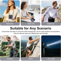 8000mAh Portable Cooling Waist Fan with Power Bank & LED Light – FrostBreeze