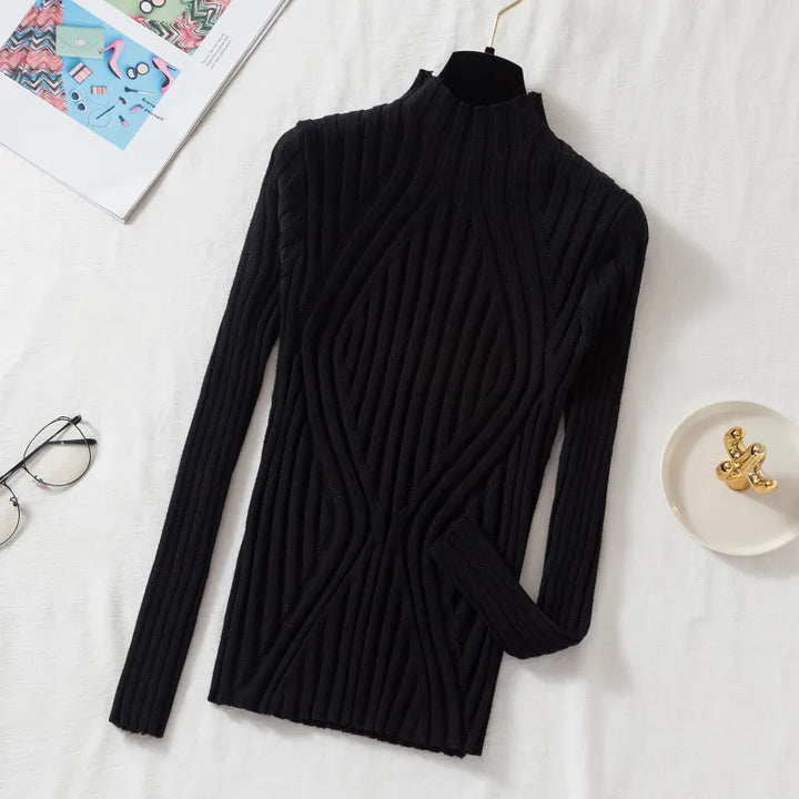 Ladies' knitted jumper with a roll neck and long sleeves – Elodie