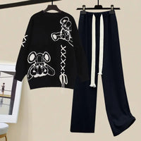 Two-piece women's set with a sweater and wide trousers style – Valeria