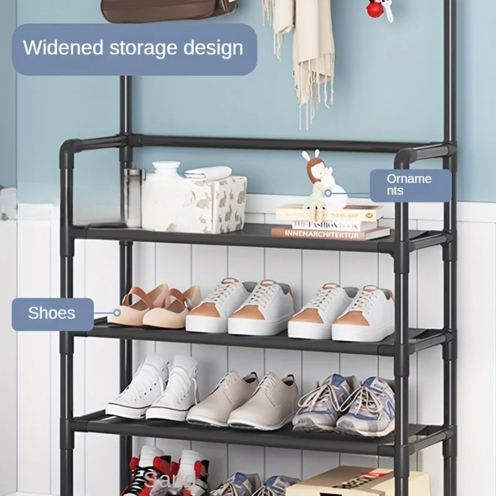 Coat Rack with Shoe Storage Shelf Multi-Layer Steel Frame – EntryMate