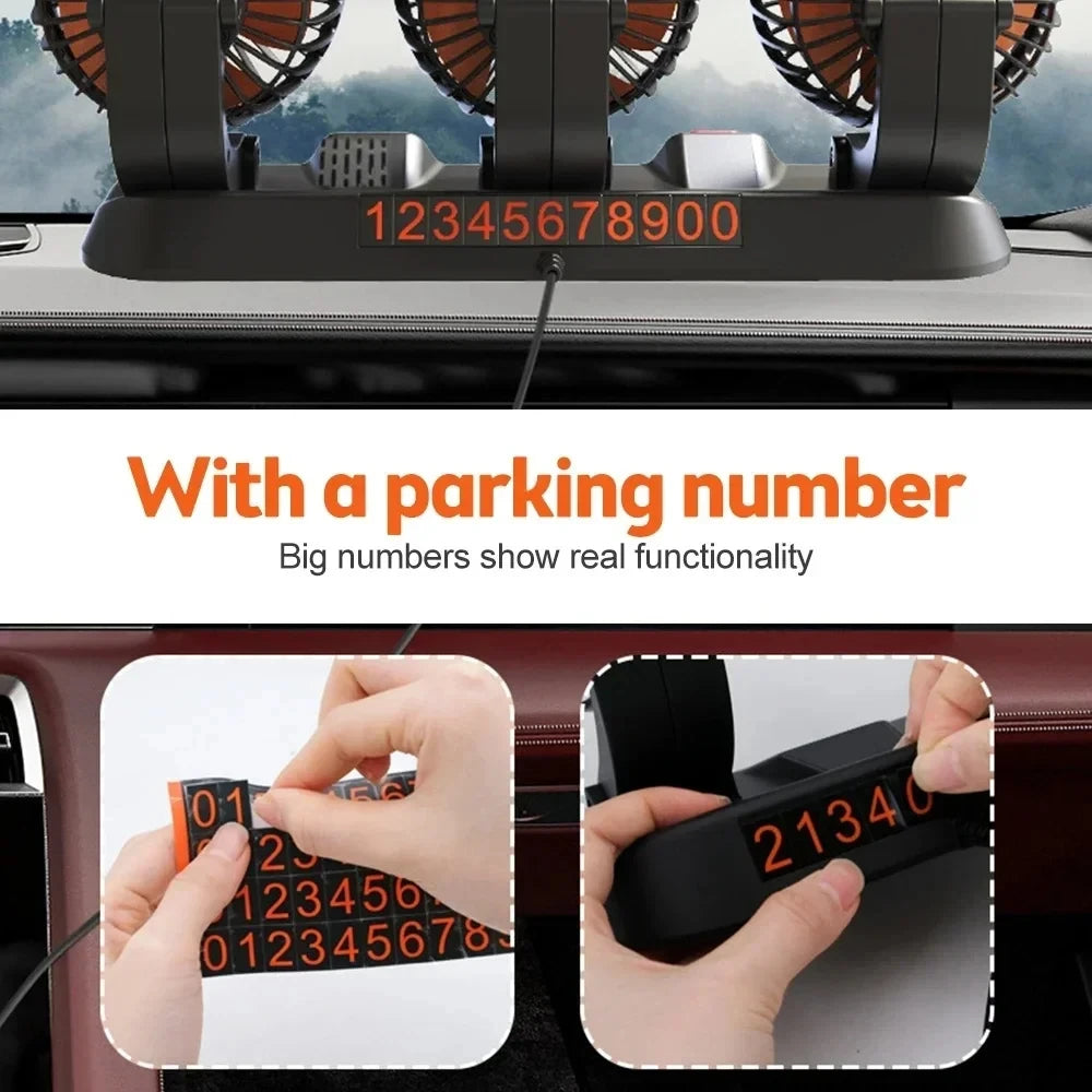 360° Adjustable 3-Head Car Fan USB/12V/24V – AirFlow