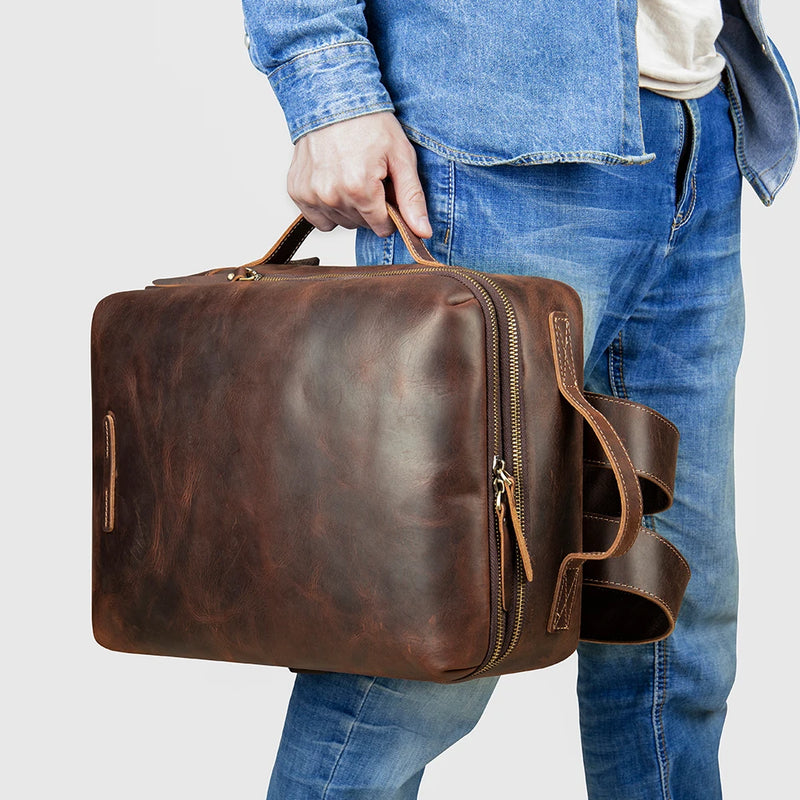 Leather Anti-Theft Laptop & Business Backpack for Men