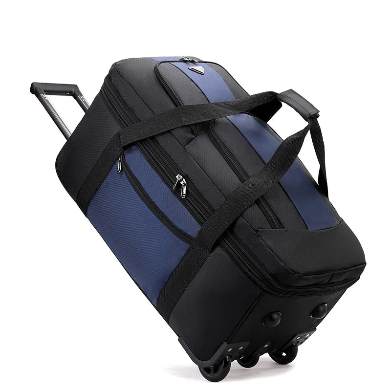 Large Oxford Cloth Trolley Travel Bag with Wheels – Foldable Design