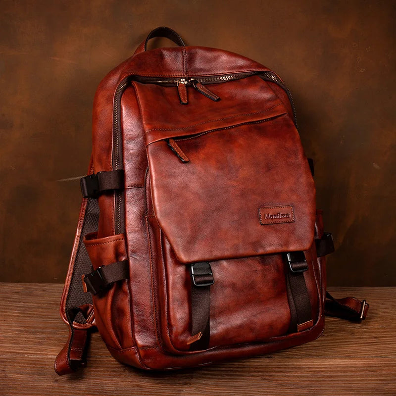 Handmade Vegetable-Tanned Leather Laptop Backpack