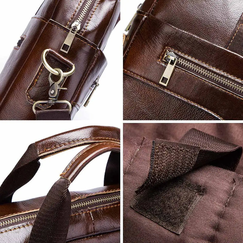 Genuine Leather Business Laptop Shoulder Bag