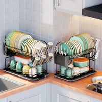 2-Tier Dish Drying Rack with Drainboard & Cutlery Holder – Aria